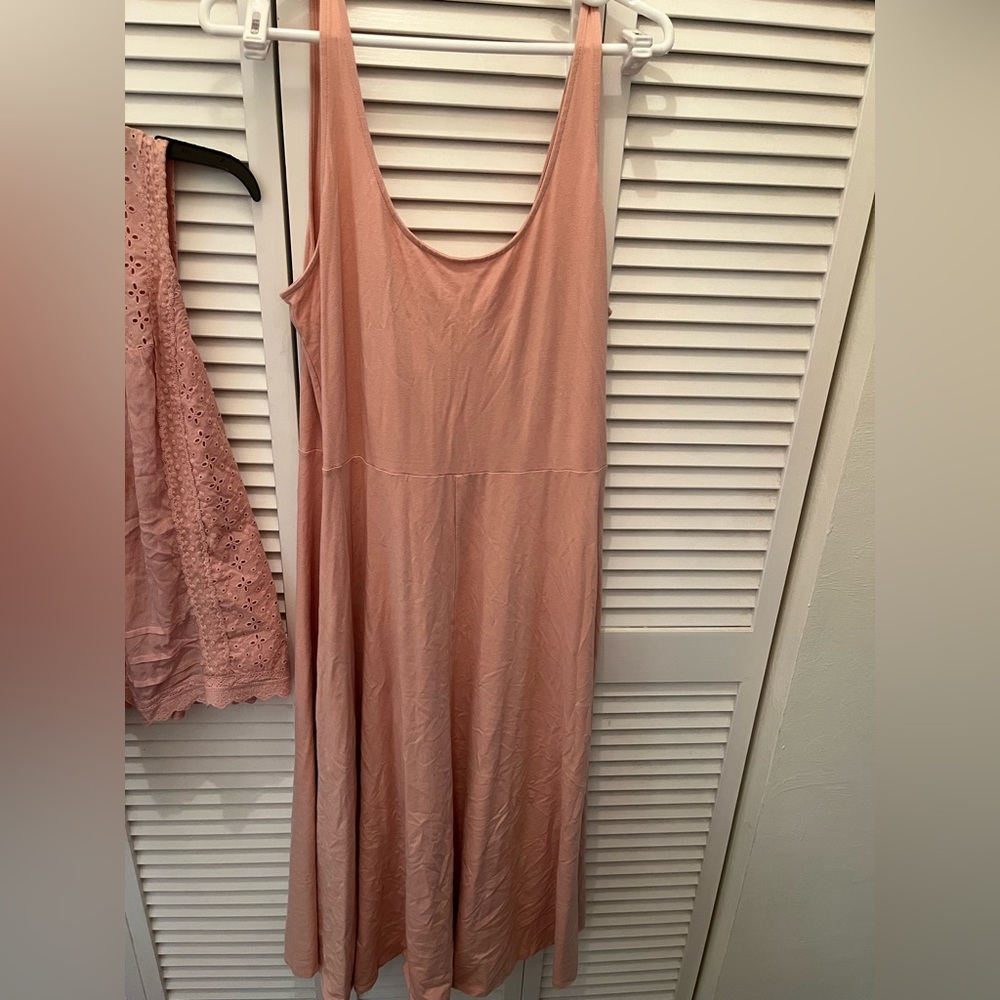 Dusty Pink Cotton Midi Dress.